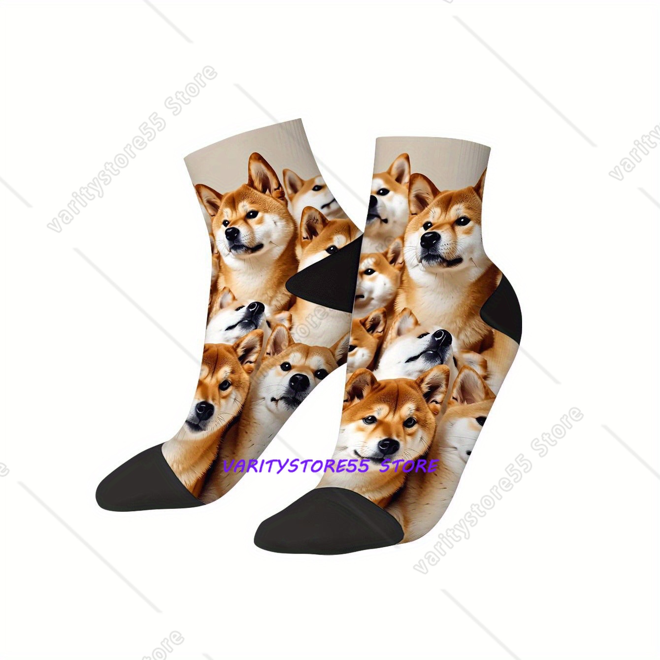 Men Accessories All - Cute Shiba Inu Print Ankle Socks