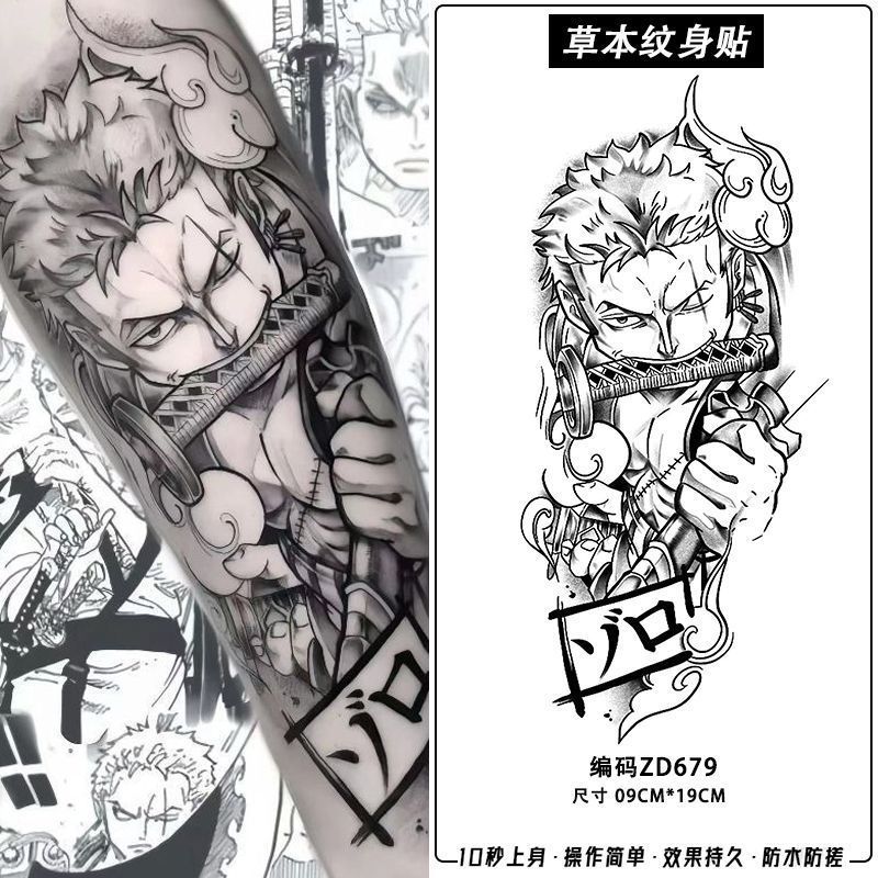 Men'S Accessories Japan - 2/6pcs One Piece Zoro Temporary Tattoo