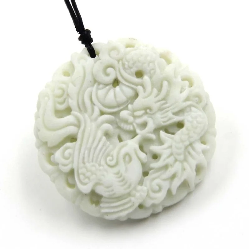 Natural White jade Dragon Phoe – Men Accessories Hand Bewertung und Preis