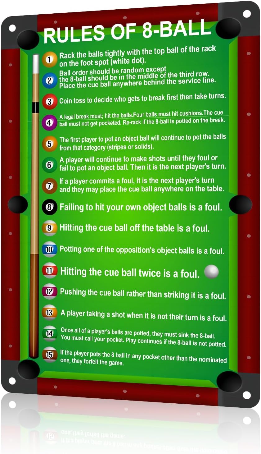 Billiard Rules 8 Ball Metal Si – Men Accessories Rule Bewertung und Preis