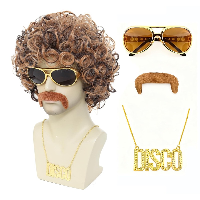 70s 80s Disco Costume Wig Set- – Men'S Accessories In The 80S Bewertung und Preis