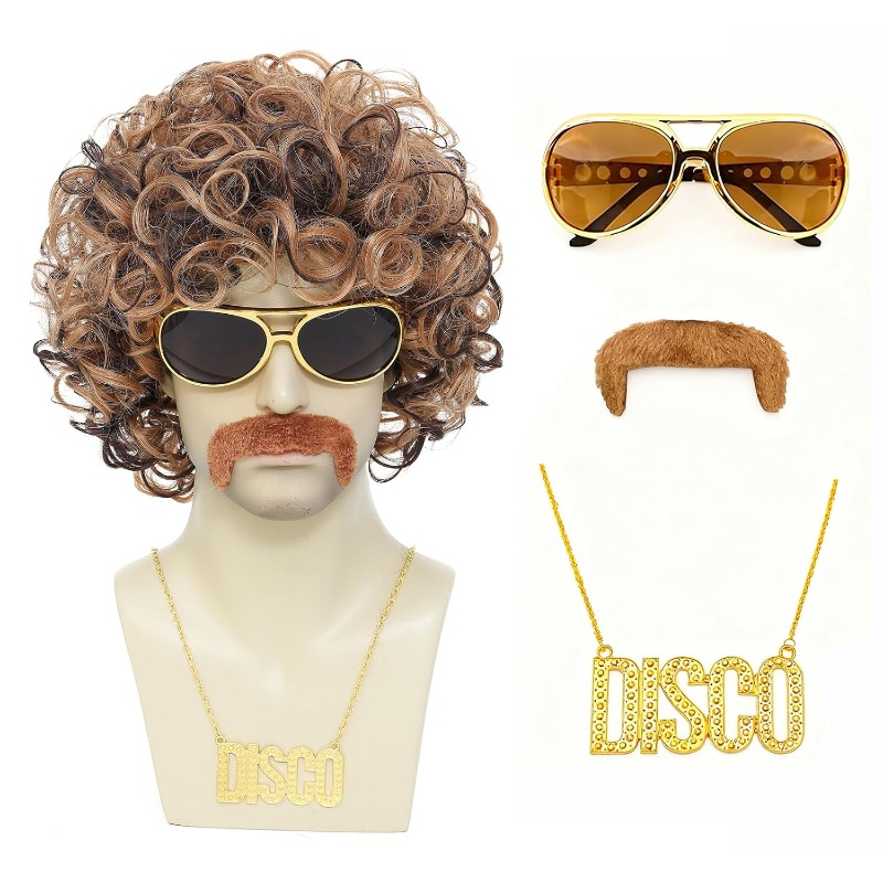 70s 80s Disco Costume Wig Set- – Men'S Accessories In The 80S Bewertung und Preis