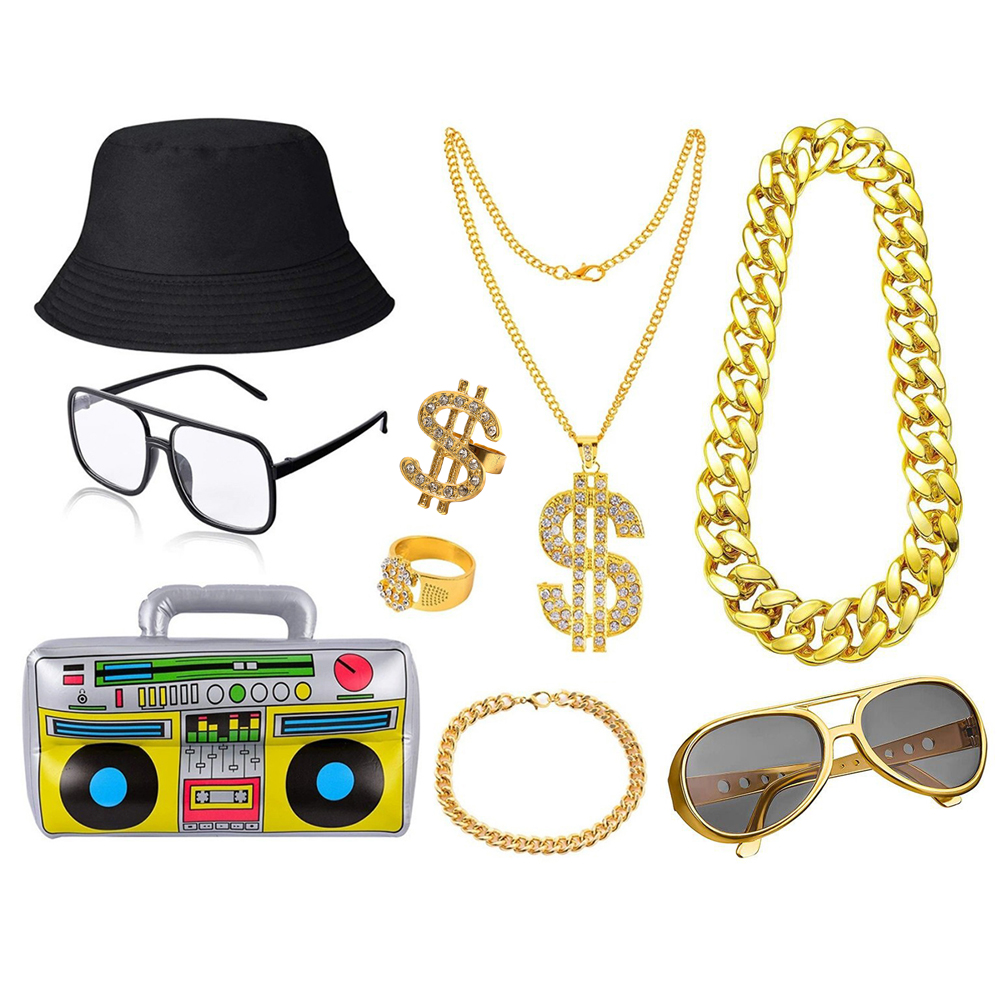 80s 90s Hip Hop Costume Kit fo – Men'S Accessories In The 80S Bewertung und Preis