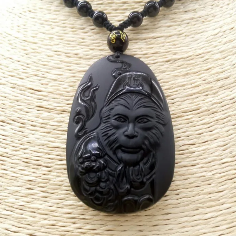 Natural Obsidian Sun WuKong Pe – Men Accessories Hand Bewertung und Preis