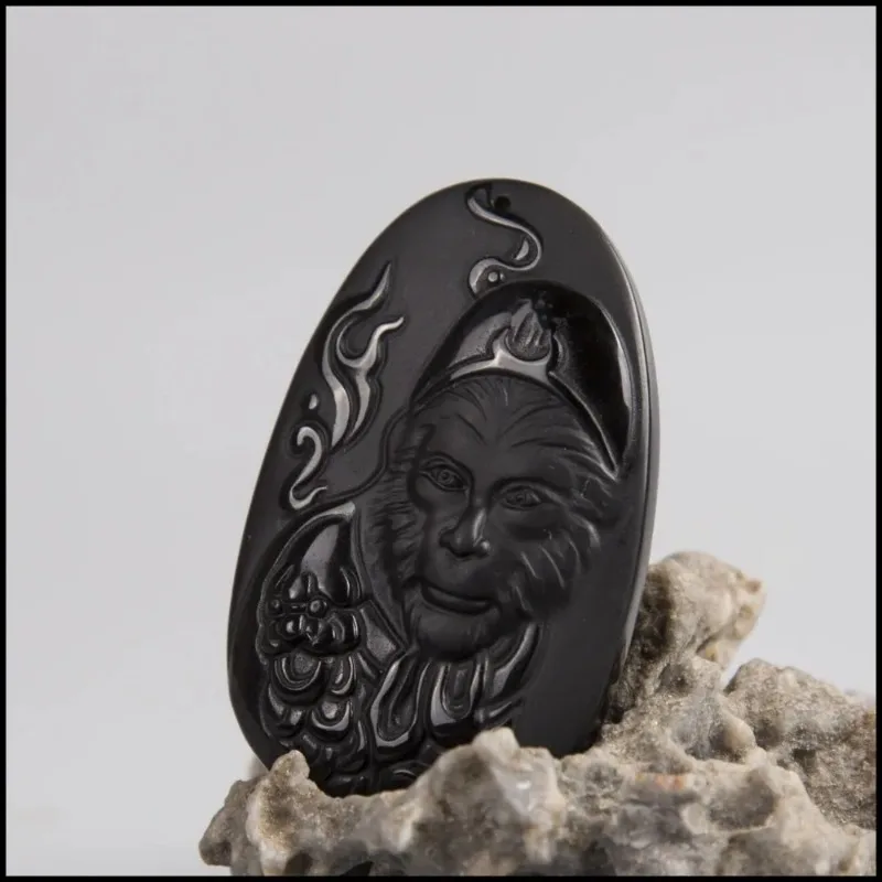 Natural Obsidian Sun WuKong Pe – Men Accessories Hand Bewertung und Preis