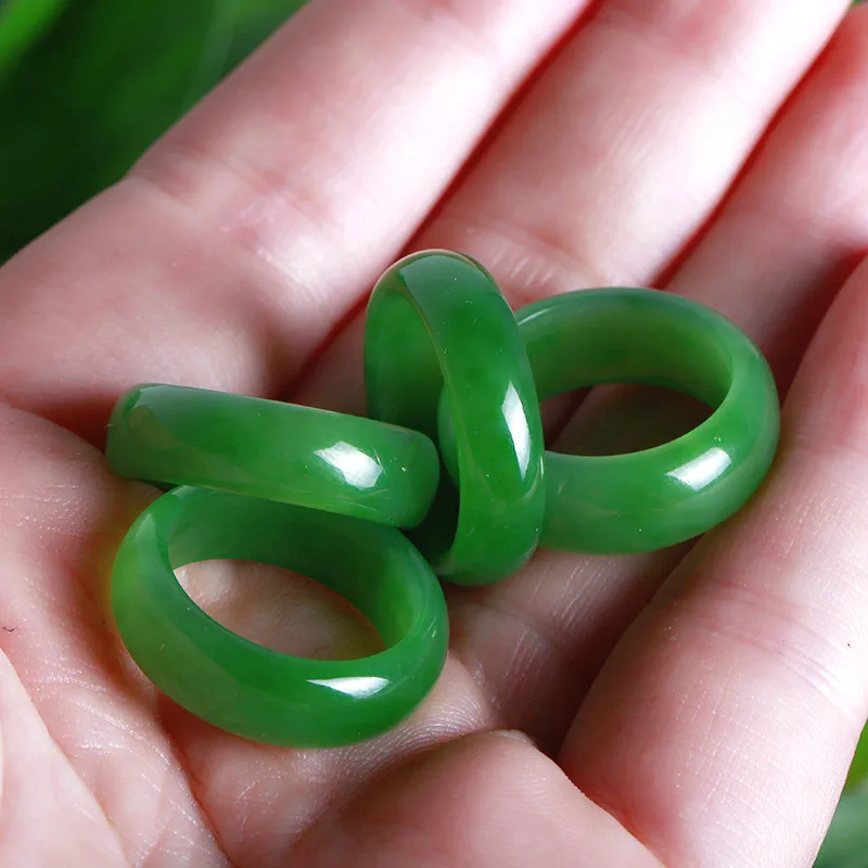 Natural Green Hetian Jade Ring – Men Accessories Hand Bewertung und Preis